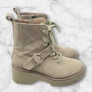 Blondo Waterproof Combat Boots Platform Sand Suede Tan (SIZE :8)